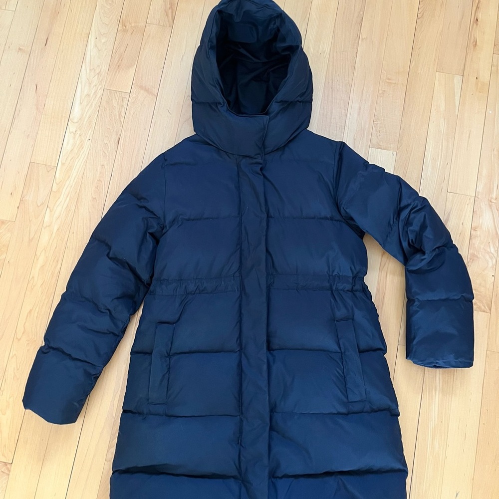 Crewcuts Blue Puffer Coat with Hood and Quilted Design